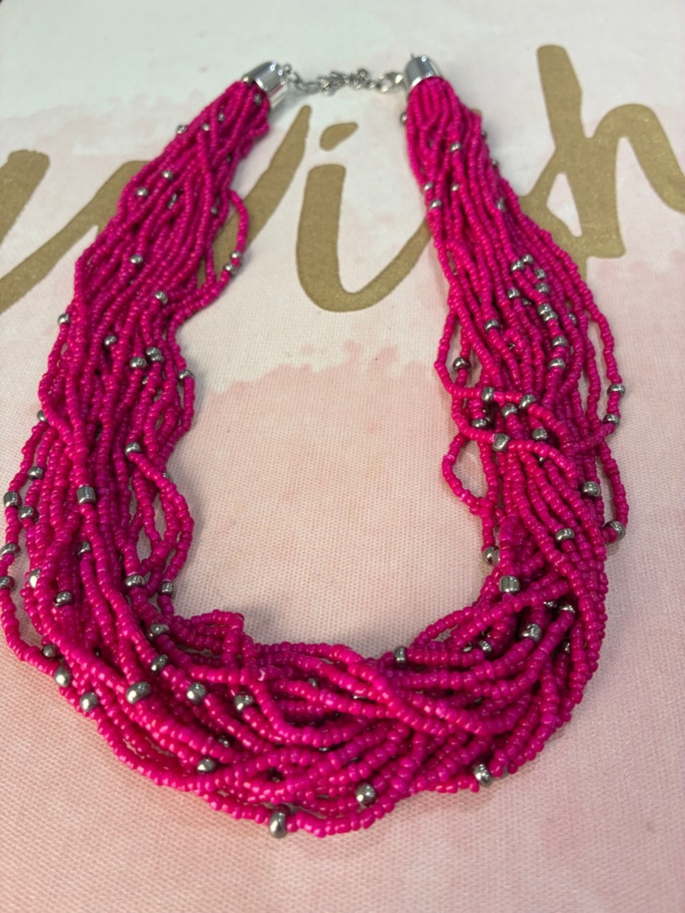 Stylish Fuchsia Seed Bead Multi-Strand Necklace - Women Jewelry